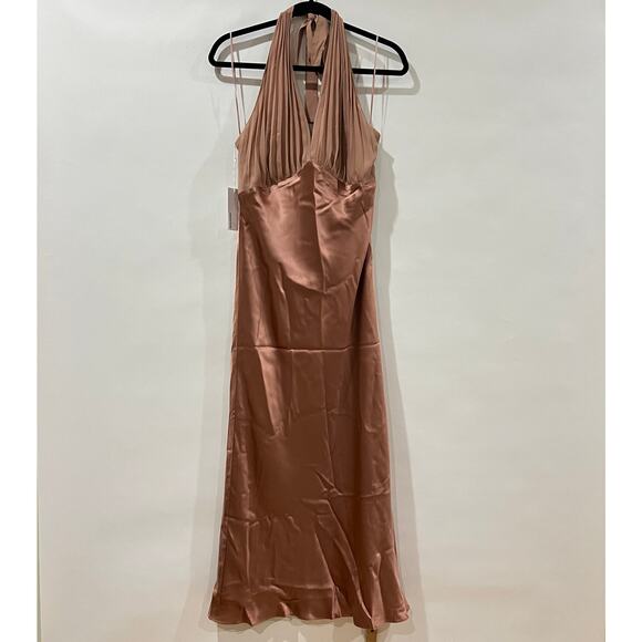 Reformation Women's Wyn Silk Maxi Dress Praline Size 10 NWT - Picture 2 of 9